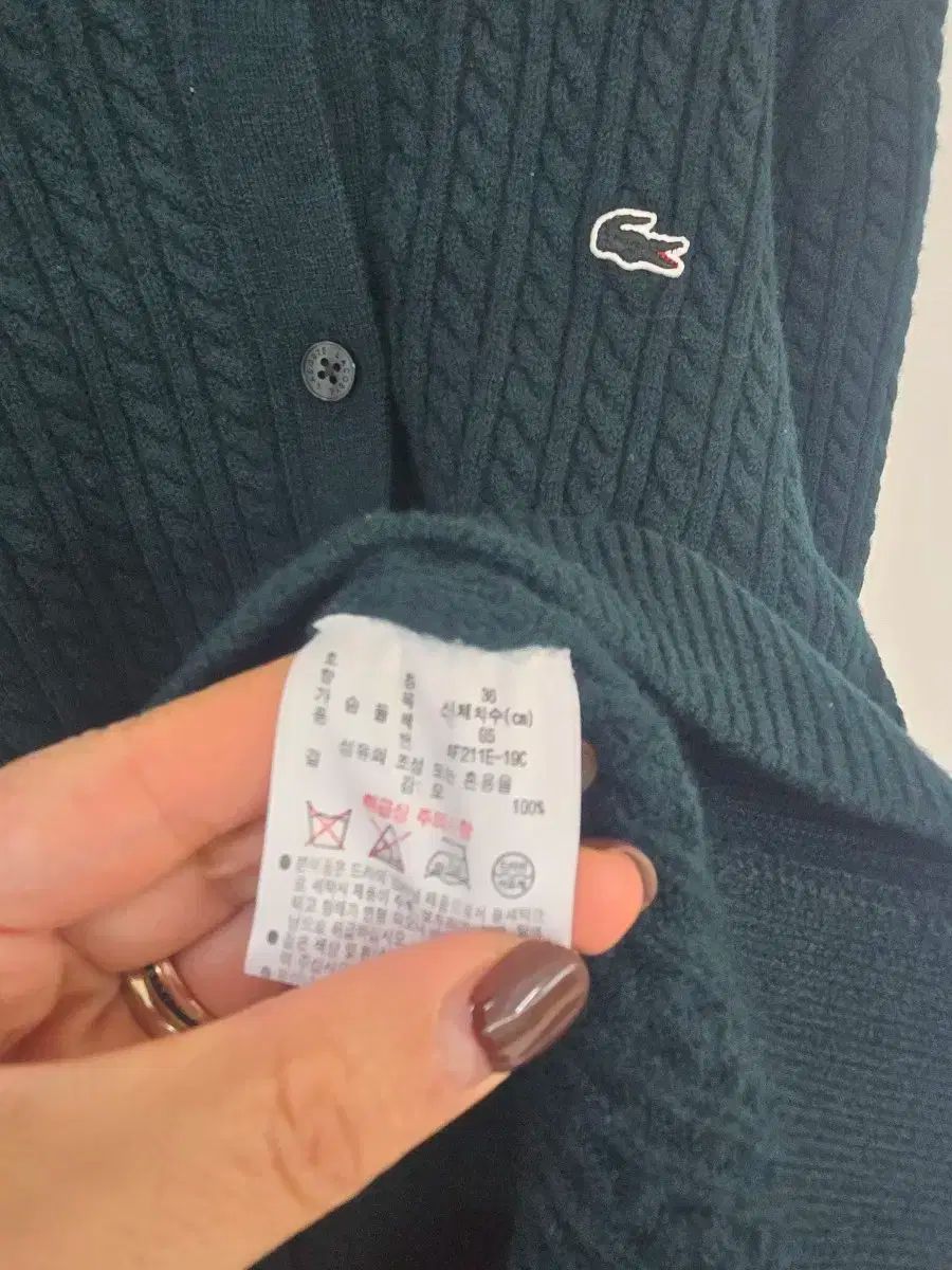ラコステ グリーン ケーブル ニット カーディガン
