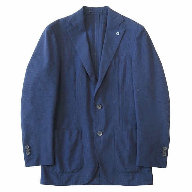 ラルディーニ LARDINI チェック サマーウール テーラード ジャケット 