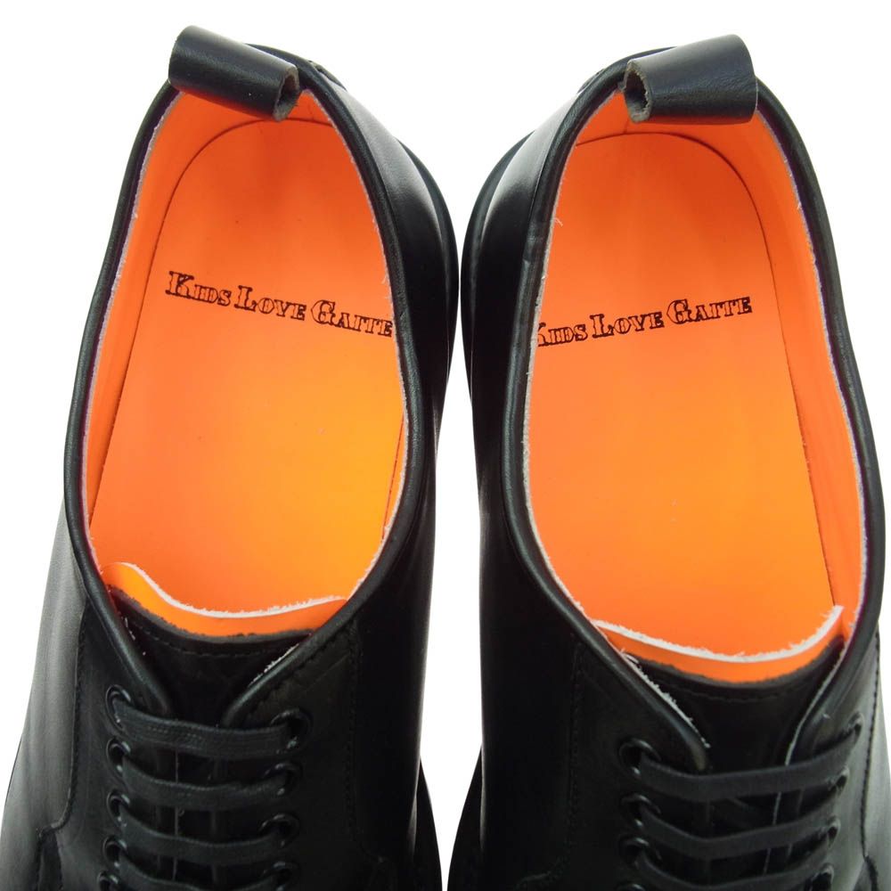 激レア キッズラブゲイト KIDS LOVE GAITE WALT2 外羽根 レースアップ レザー シューズ ブラック系 UK8.5 27cm 新古品 都内引取