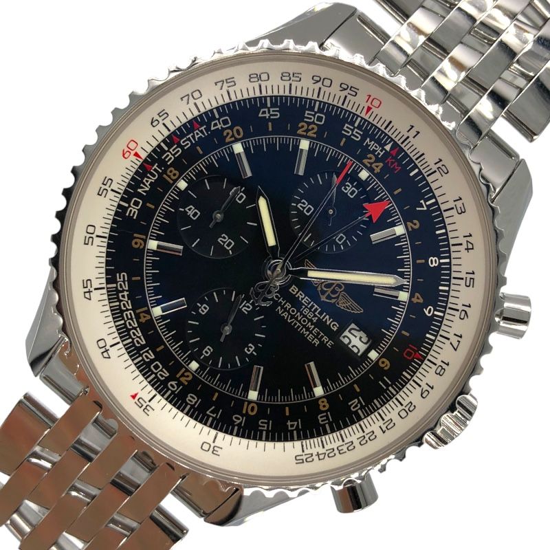 ブライトリング BREITLING ナビタイマー ワールド A24322 ブラック×シルバー SS メンズ 腕時計 - メルカリ