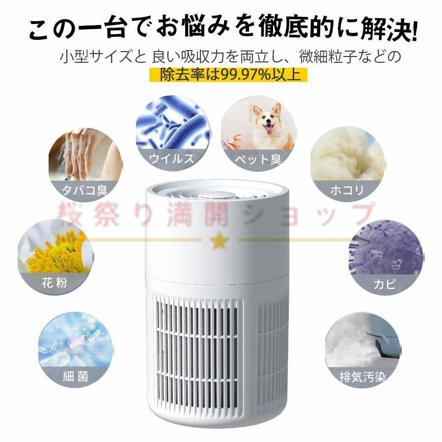 空気清浄機 小型 省エネ 2重除菌 18畳対応 アロマ対応 卓上 静音