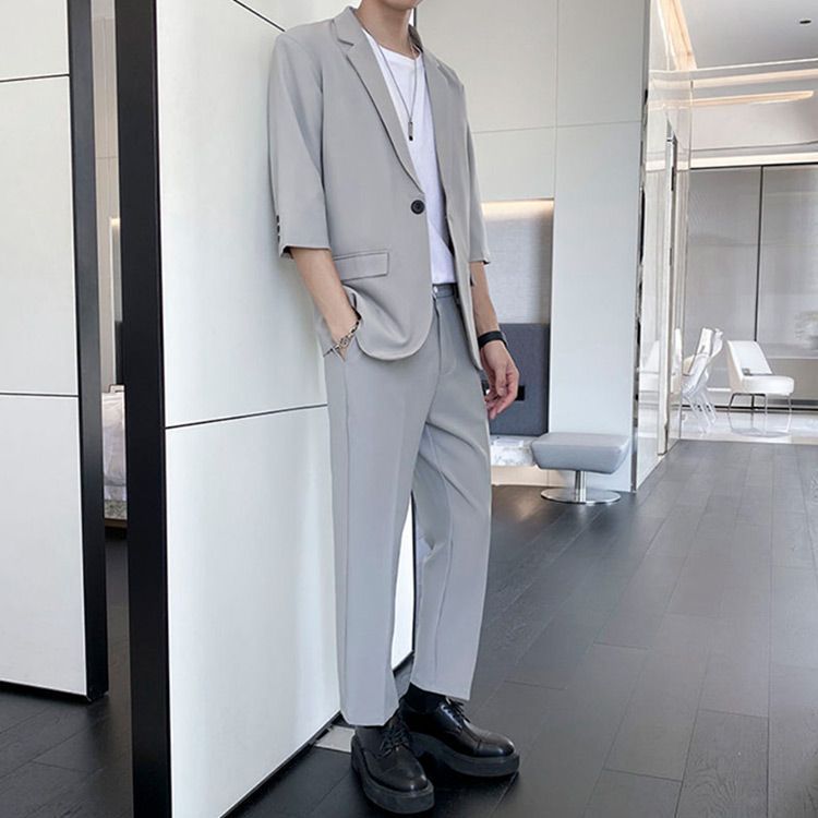 JPRESS 上下スーツセット メンズ ジャケット パンツ 春夏用 セットアップ メンズ スーツ 清涼 ストレッチ カジュアルスーツ