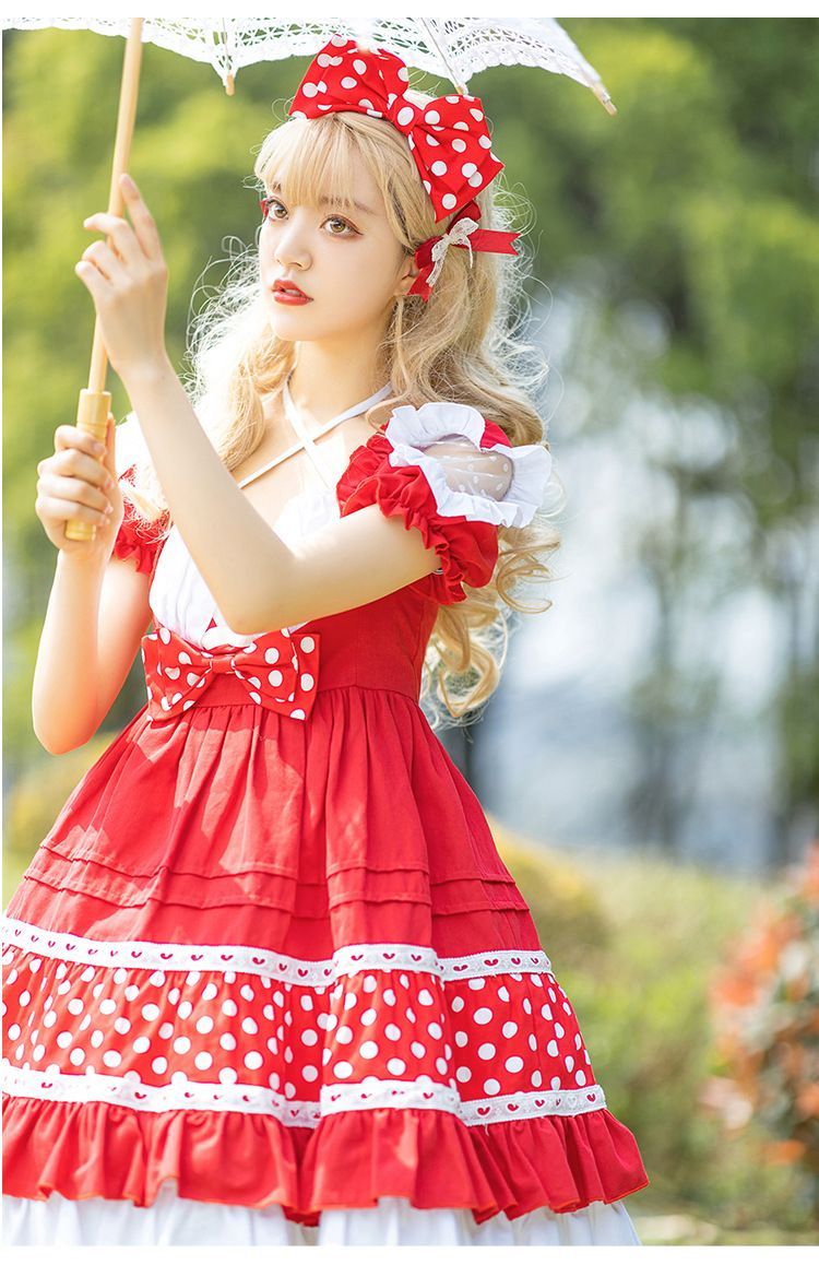 ロリータ ワンピース 長袖 コスプレ 衣装 イチゴ 苺 いちご ハロウィン