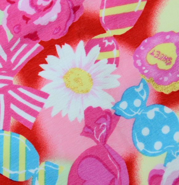 七五三 三歳 女児 被布着物フルセット 日本製 松田聖子 ちりめん地 赤色×ピンク お仕立て無料 NO33892