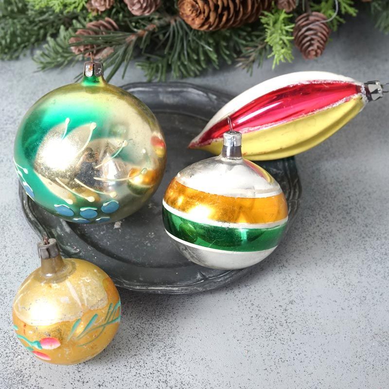 ポーランド買付 アンティーク クリスマスオーナメント 吹きガラス アソートセット K gx-647