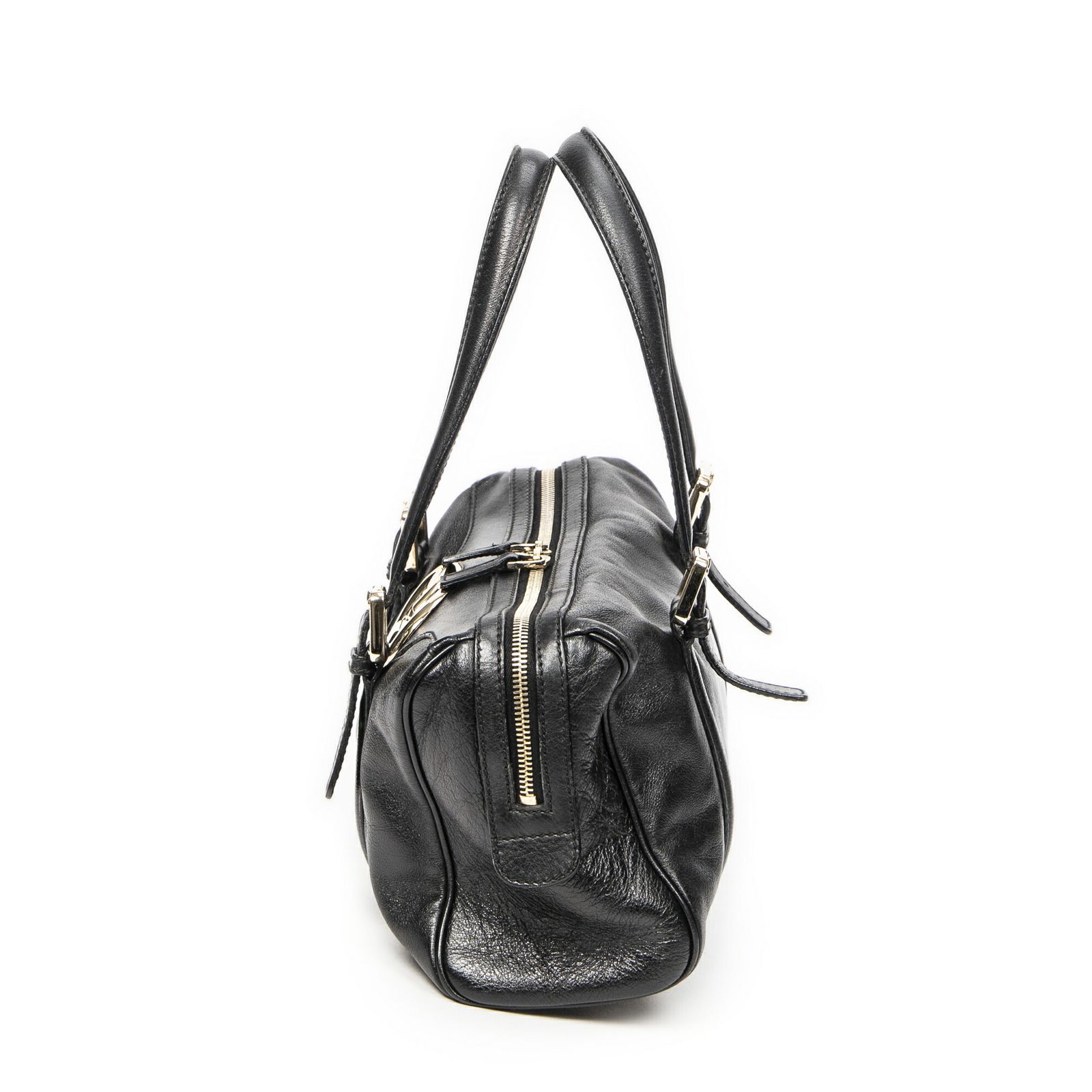 GUCCI グッチスモールヘリテージボストン黒カーフスキンレザーA