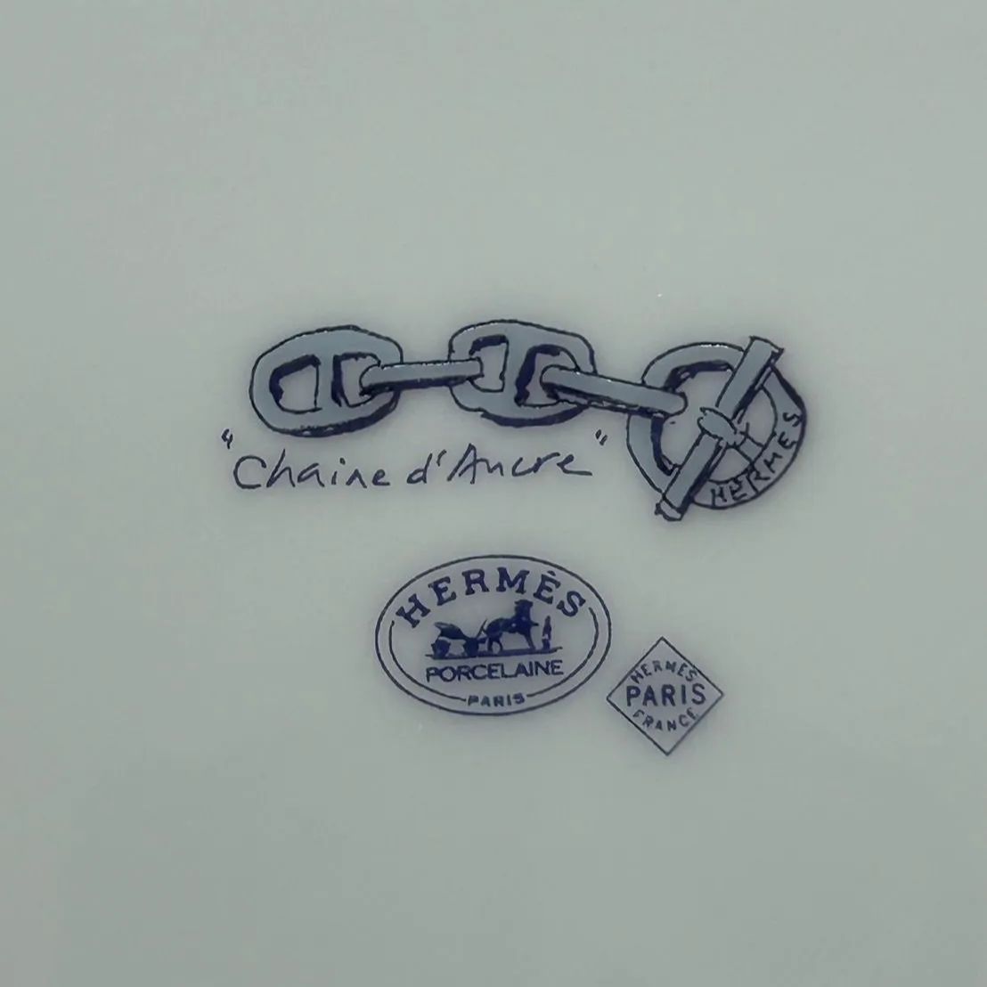 HERMES チェーンデザイン皿 ホワイト/ブルー 楽天市場】□極美品□ HERMES エルメス シェーヌダンクル