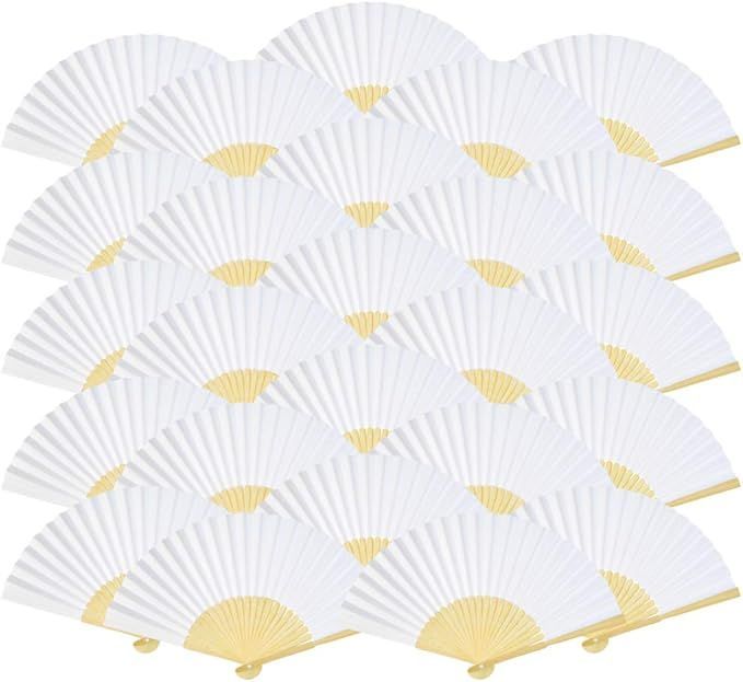 【在庫処分】50本入り 扇子 heliltd 無地 絵画ファン DIY 夏祭り 祝事 結婚用品 暑さ対策 舞扇 折りたたみ式 ホワイト