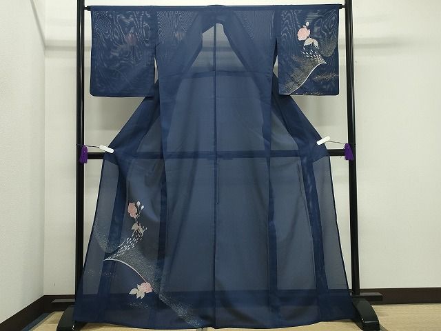 平和屋着物＊夏物 訪問着 絽 草花文 金彩 洗える着物 CAAU9104gh