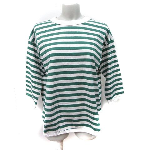 再値下げ　ボーダー　長袖　Tシャツ　緑　日本製　blue lake market ブルーレイクマーケット BLUE LAKE MARKET カットソー ボーダー