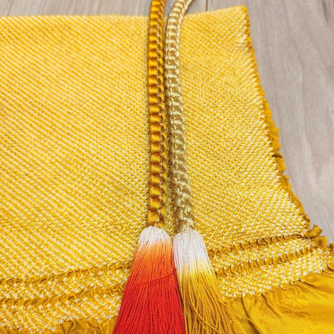 超美品 正絹 振袖用 帯揚げ 帯締め 重ね衿 3点セット 緑 黄緑 カラフル