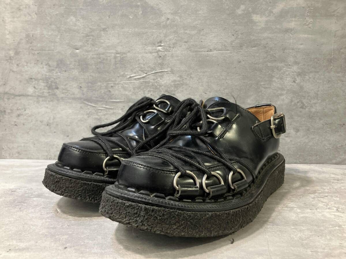 19AW COMME des GARCONS HOMME PLUS × GEORGE COX ボンテージレースアップシューズ サイズ6 ブラック 箱有 コムデギャルソンオムプリュス