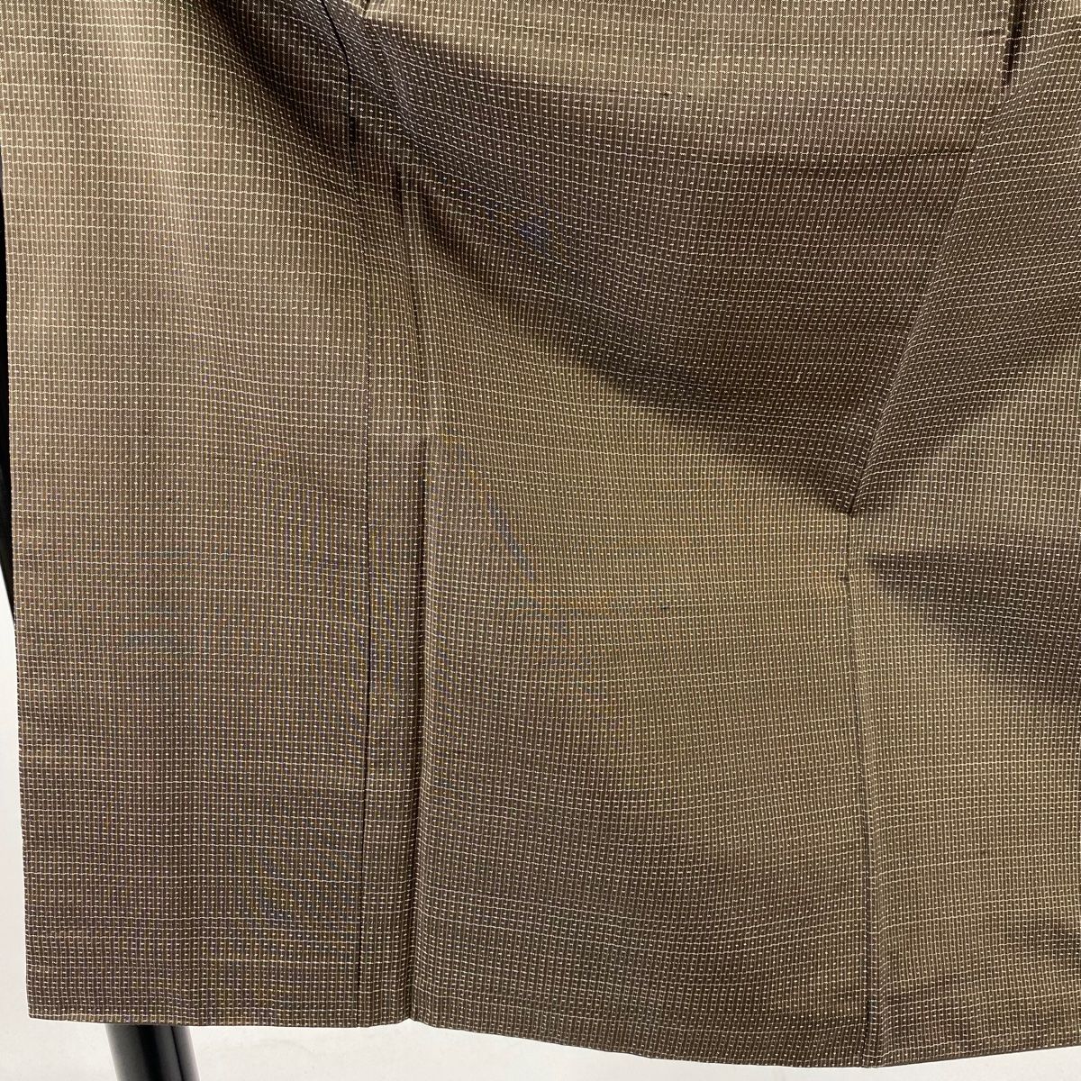 男着物 身丈135cm 裄丈67.5cm S 袷 大島紬 アンサンブル 証紙 幾何学 茶色 正絹 秀品