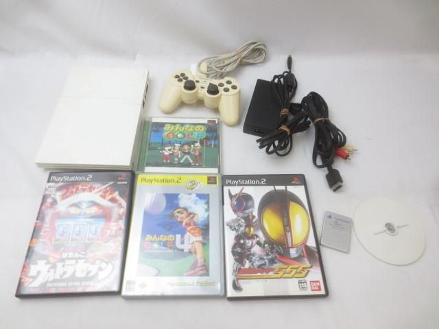訳あり ゲーム プレイステーション2 PS2 本体 SCPH-75000 ホワイト 動作品 周辺機器 ソフト4点付き