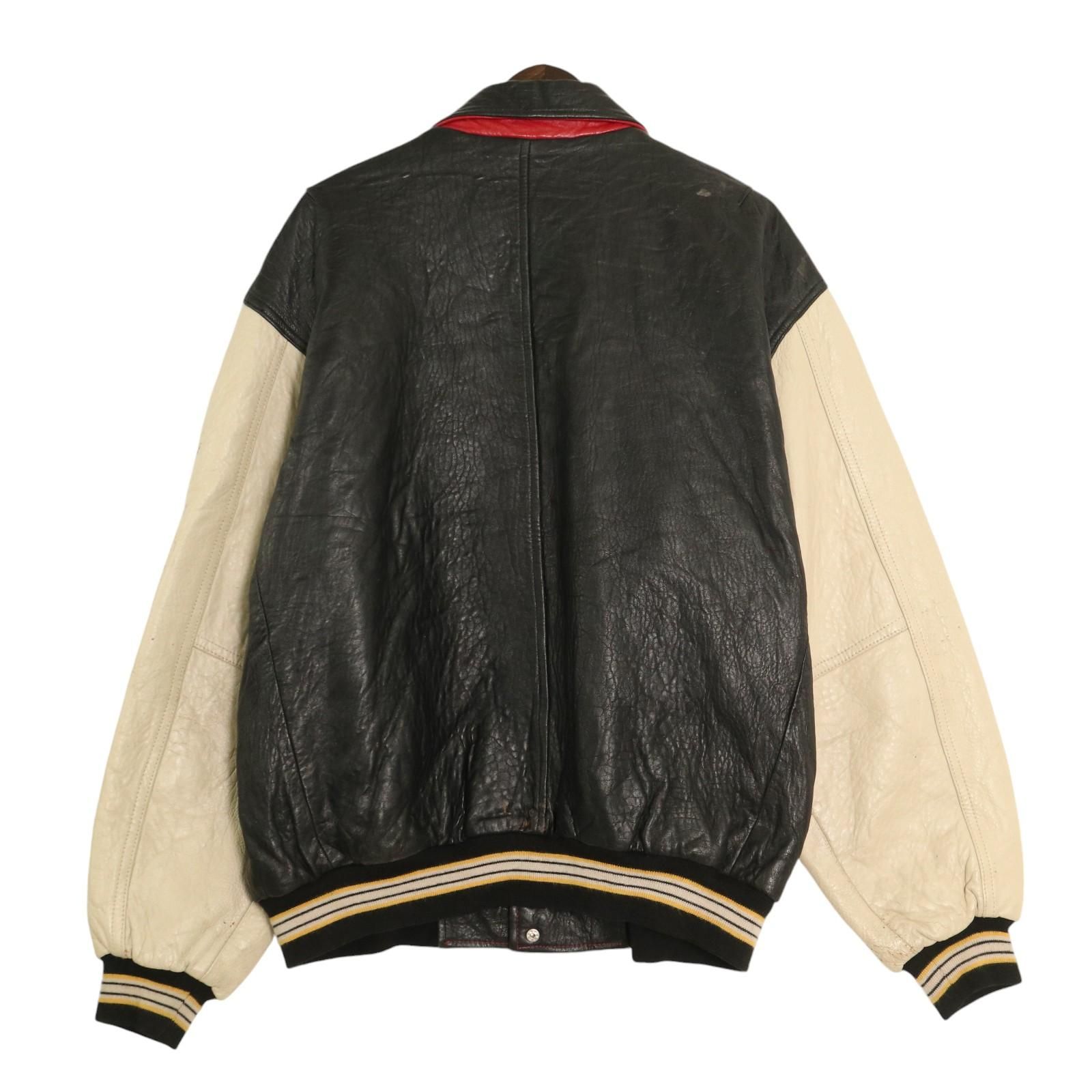 Chukkers レザースタジアムジャケット 企業ロゴ ブラック (メンズ XL  