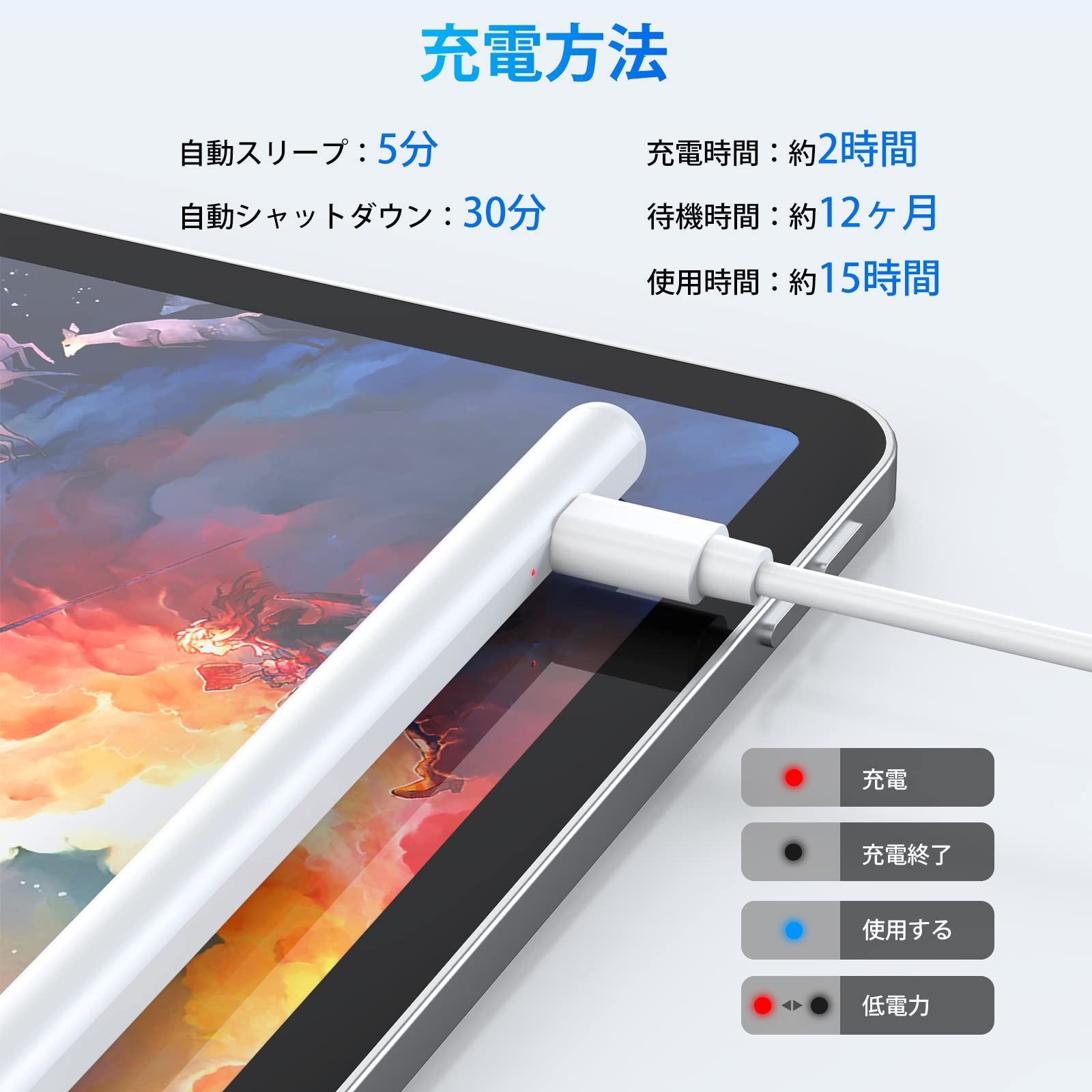 最大82%OFFクーポン タッチペン iPad スタイラスペン 極細 高感度 pencil 傾き感知 磁気吸着 誤作動防止機能対応 軽量 耐摩  2018年以降iPad Pro air mini対応 タブレット