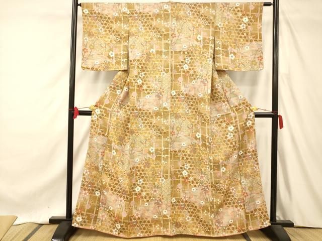 平和屋着物□極上 振袖 京友禅 作家物 露芝舞花文 金彩 逸品