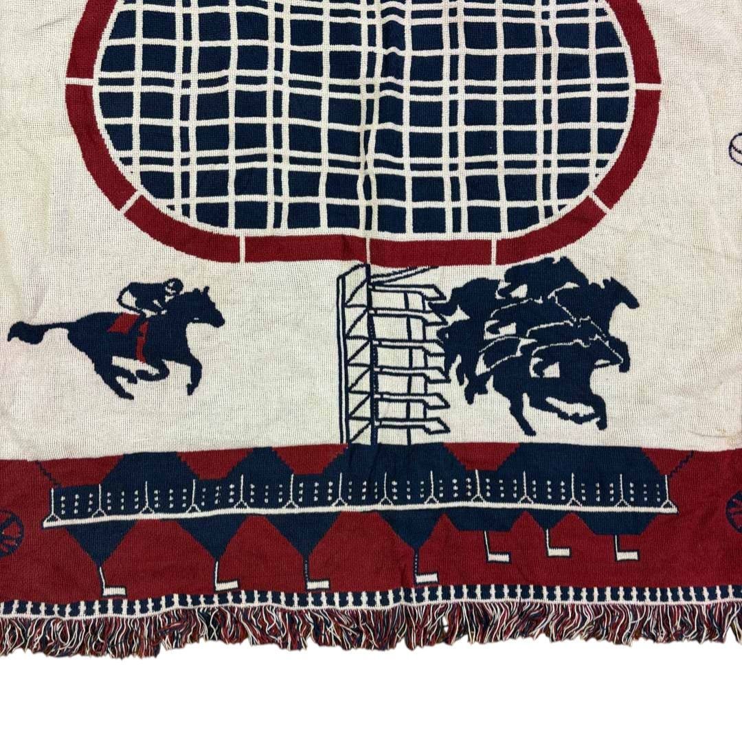 馬に乗る人物の刺繍ラグ　カーペット　ヴィンテージ 馬に乗る人物の刺繍ラグ カーペット ヴィンテージ 馬に乗る人物