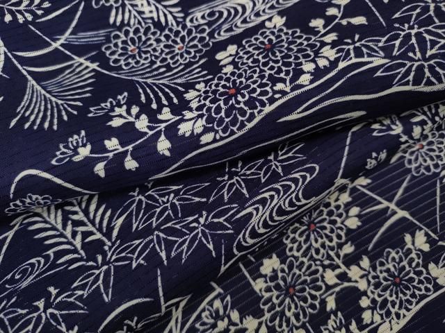 平和屋着物＊夏物 小紋 絽 芝文 黒地 洗える着物 未使用 DAAS1723ud