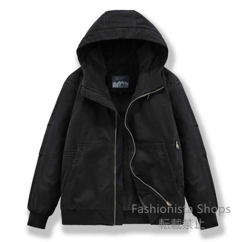 【新品未使用】裏フリース　ミリタリージャケット 新品?メンズ スタジアムジャンパー 裏ボア ライトアウター コート黒 lkscp46