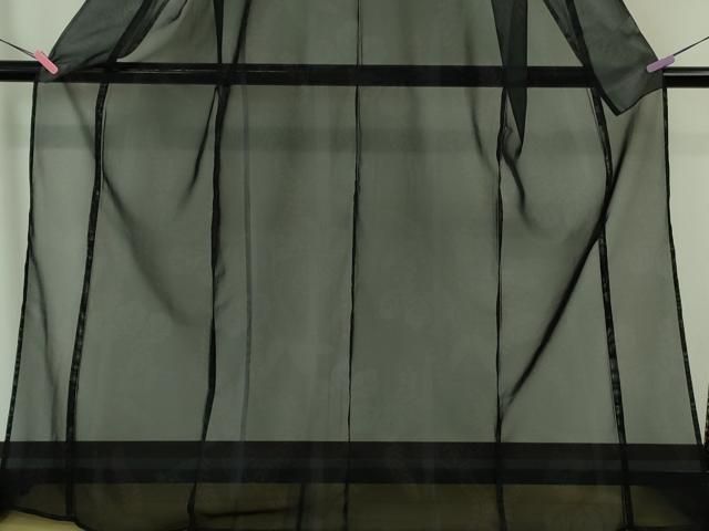 平和屋着物□極上 夏物 撫松庵 小紋 紗 笹竹花文 黒地 洗える着物