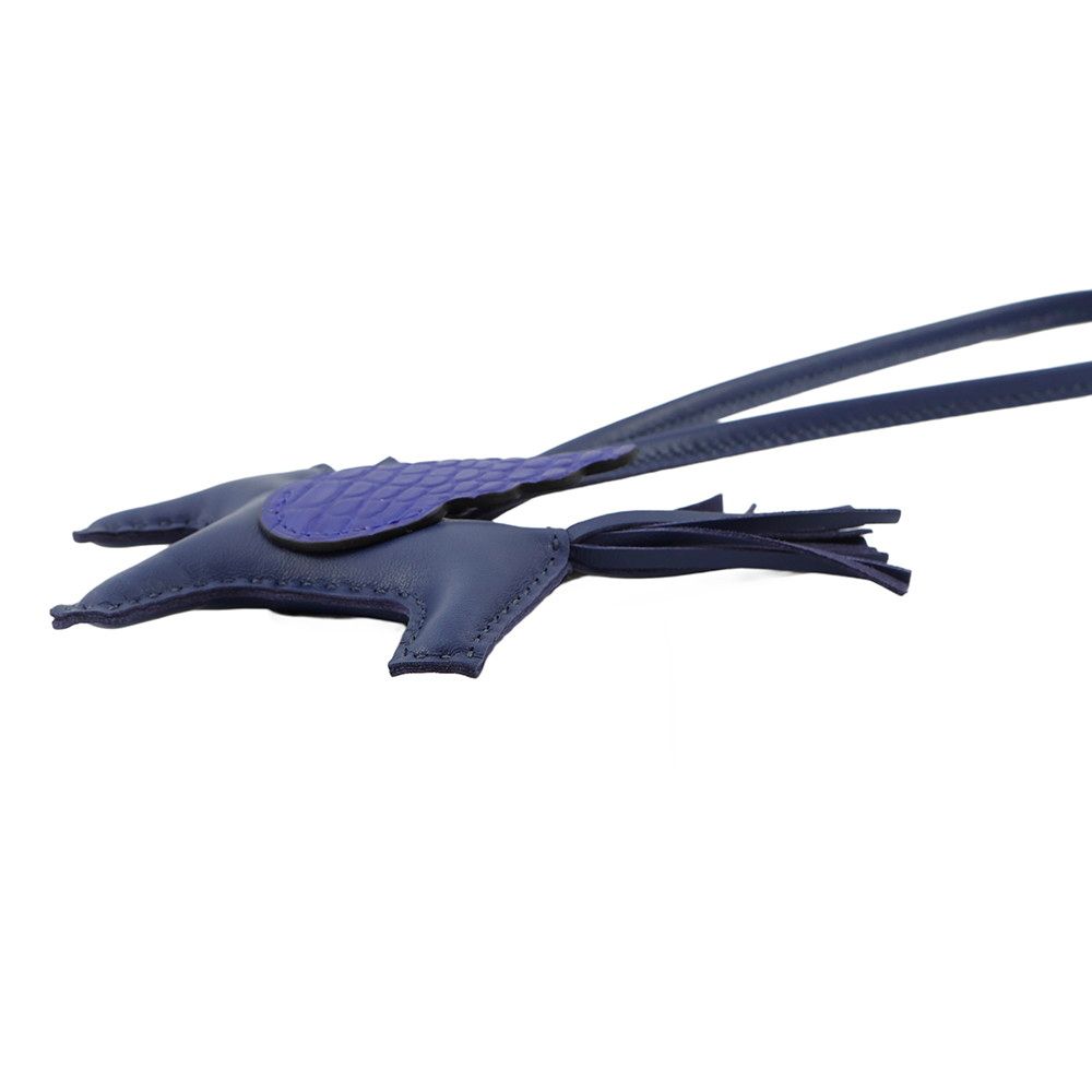 エルメス バッグチャーム ロデオPM ペガサス タッチ ブルーサフィール|ブルーエレクトリック ラムスキン|アリゲーターマット U刻印