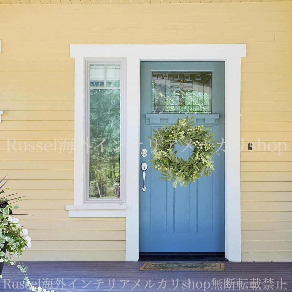 ガーデンオブジェ グリーン リース 壁掛け ガーデンオーナメント フェイク 造花 ガーデニング 雑貨 ガーデン雑貨 ガーデンインテリア ガーデン インテリア 庭の装飾 お洒落 おしゃれ 8-14 STEELWINDOWSANDDOORS_COM