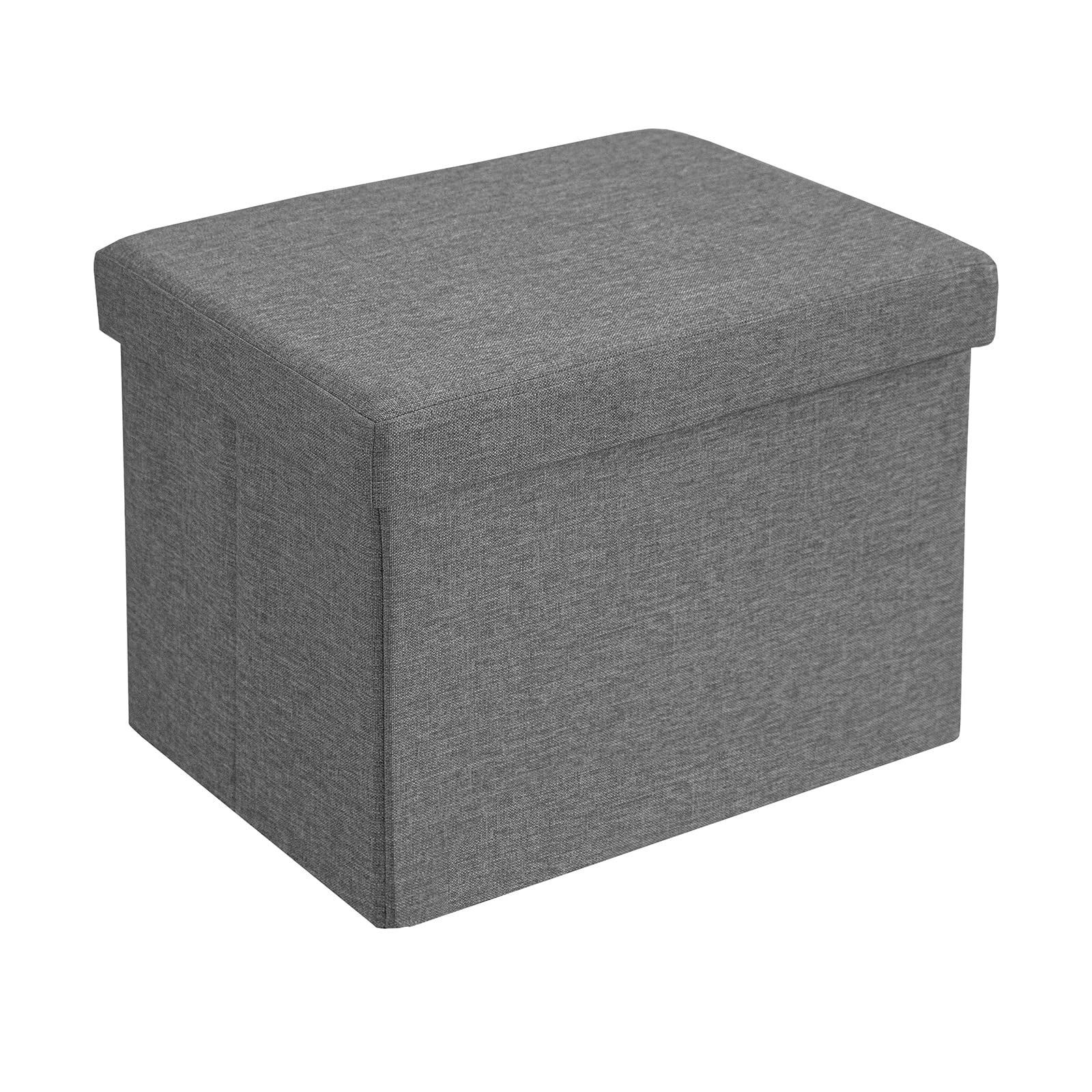 【人気商品】オットマン無臭亜麻足置きリビング/玄関/寝室適用耐荷重160kg (42X32X32 折りたたみ 収納スツール グレー) CAROLMADE
