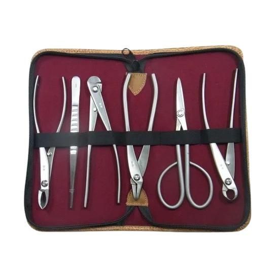 盆栽道具 兼進作 小品盆栽用6点セット No.818 No.806 No.808 No.814 No.827 No.64A 道具ケース小 ステンレス製 No.175AS