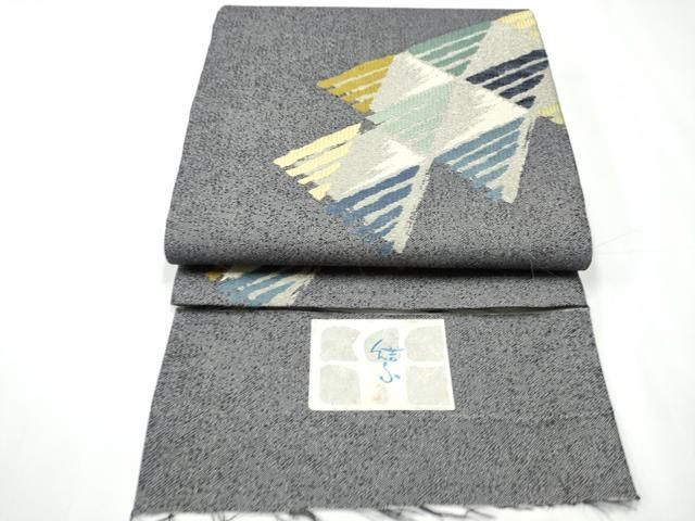 平和屋着物●西陣 織楽浅野 六通柄袋帯 幾何学文 証紙付き 正絹 CAAY2777hy