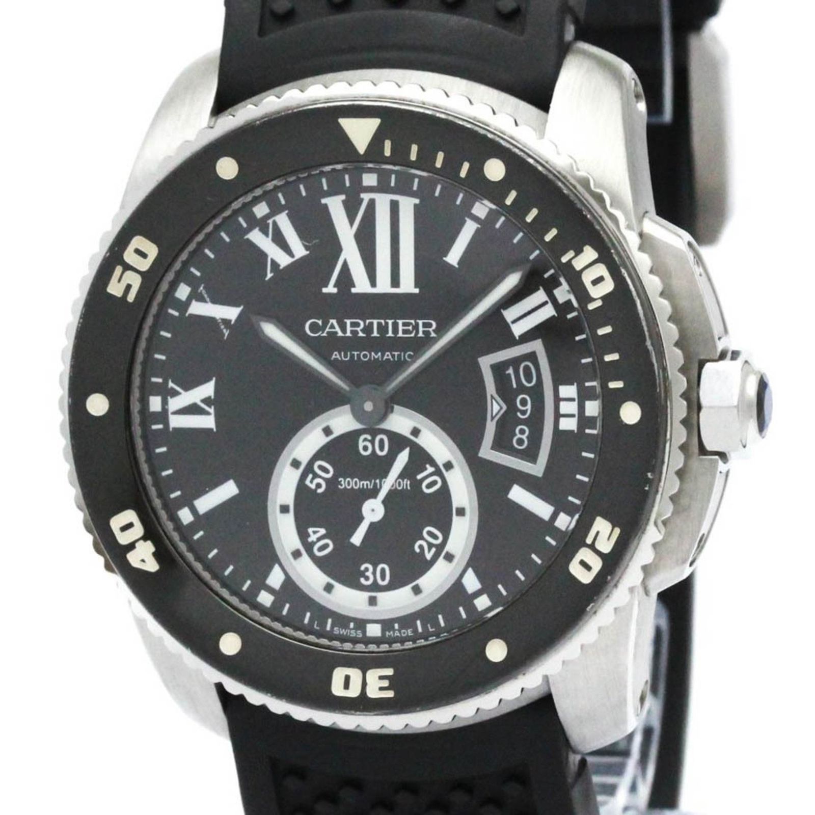 カルティエ CARTIER カリブル ドゥ カルティエ ステンレススチール ラバー 自動巻き メンズ 時計 W7100056 外装仕上げ済み