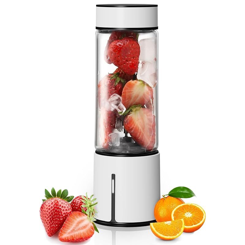 ミキサー ジューサー 6000mAh 278W 静音 Poroki スムージー 氷も砕ける 小型 450mL ハイパワー 30000RPM 強靭な6枚刃 コードレス ブレンダー 充電式 耐熱ガラス容器 ボトル 無臭無味 450ml 一台多役 野菜 果物 ジ 1