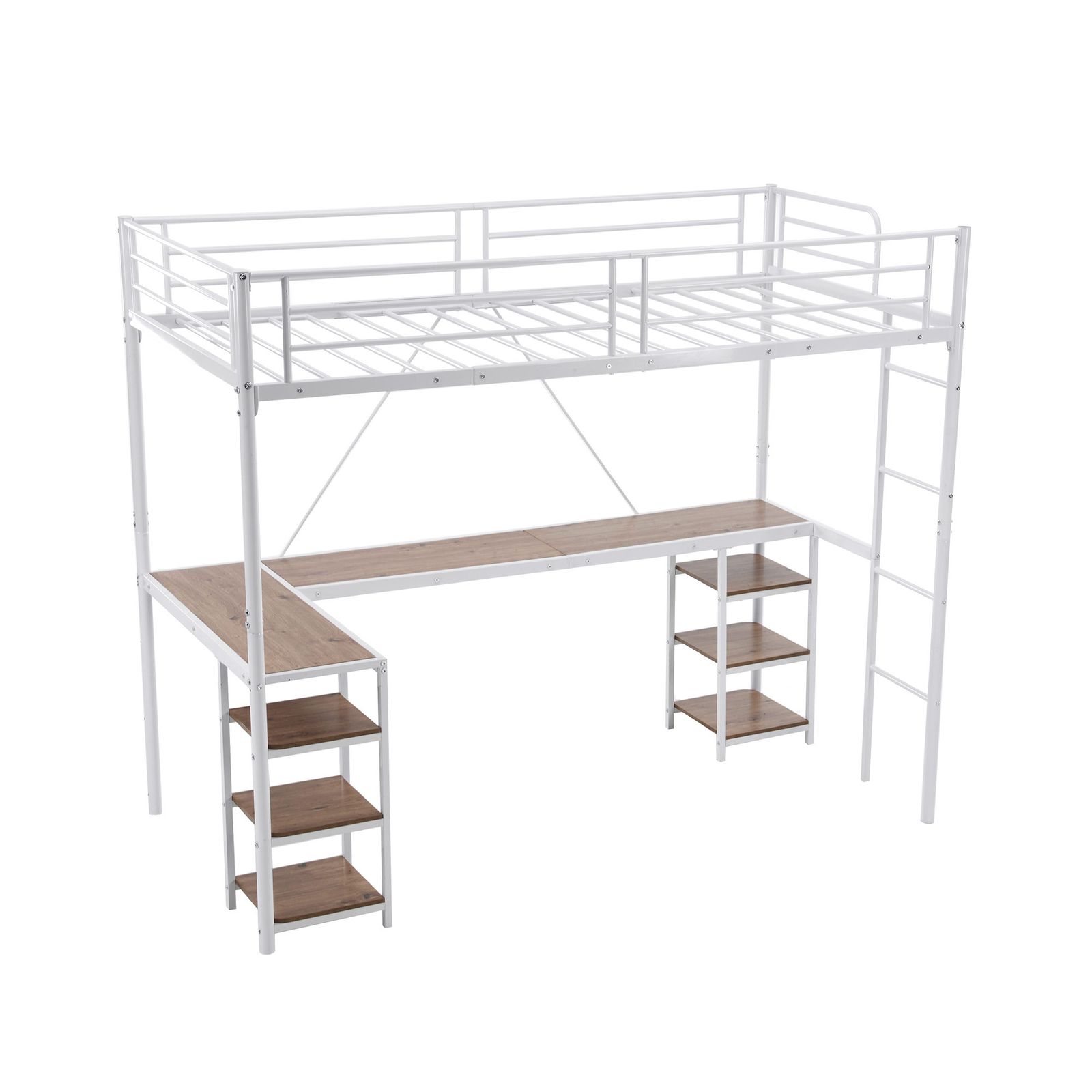 15%割」 ロフトベッド パイプベッド シングル デスク付き 収納棚