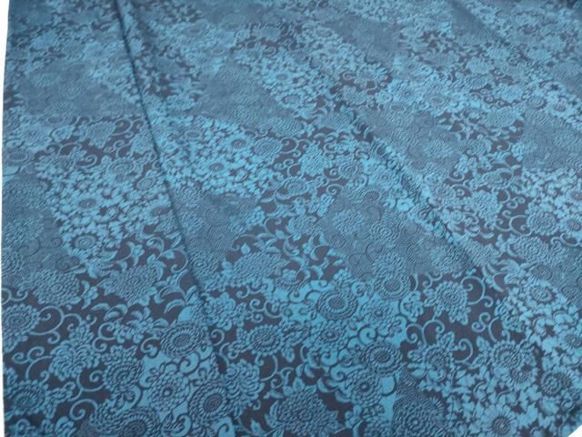平和屋着物▽本藍　型絵染　小紋　単衣　花切嵌文様　鬼しぼ縮緬　正絹　逸品　DAAS0766az 平和屋着物▽本藍 型絵染 小紋 単衣 花切嵌文様 鬼しぼ縮緬 正絹 逸品