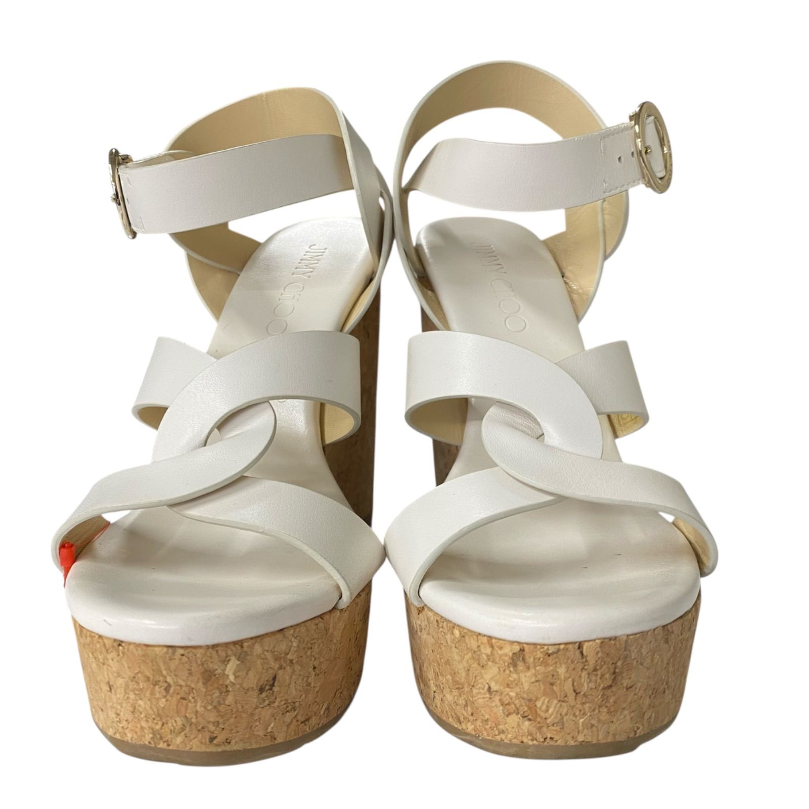 美品 ジミーチュウ JIMMY CHOO ウェッジソールサンダル クロス