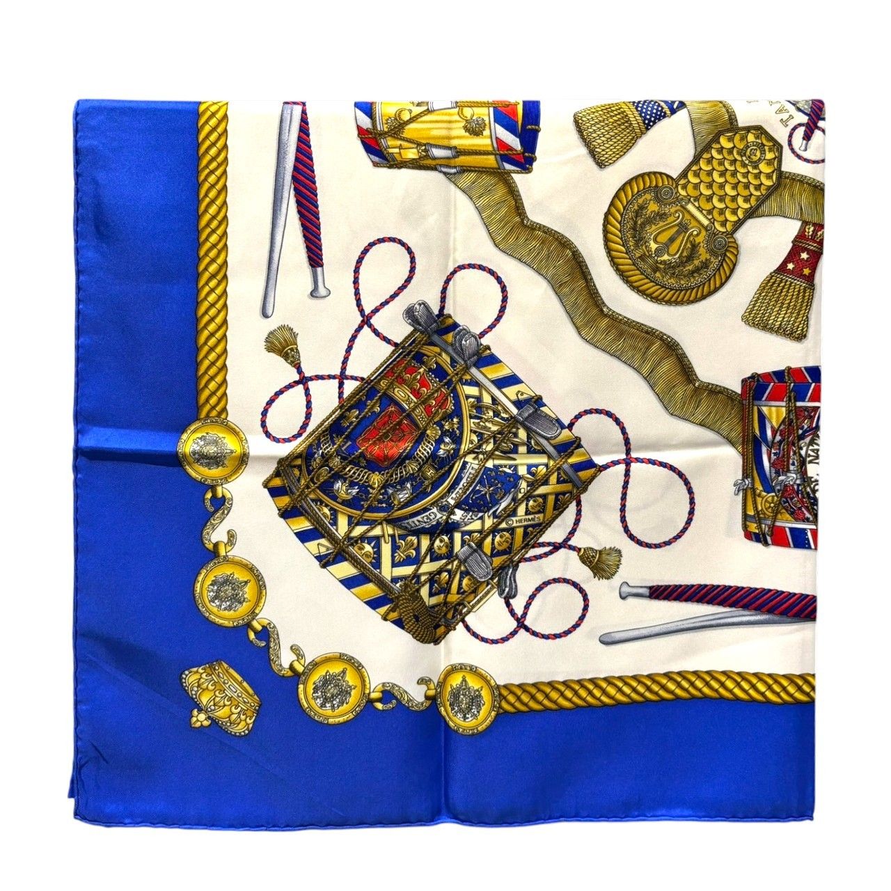 HERMES (エルメス) ① カレ90 LES TAMBOURS シルクスカーフ レディース