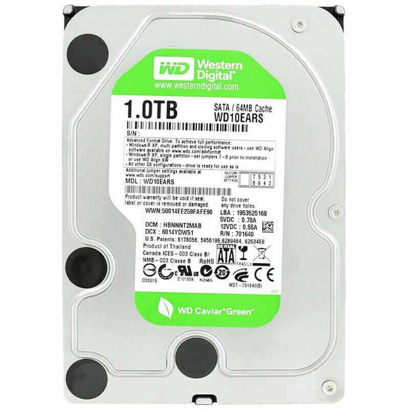 Westren Digital WD10EARS 1TB SATA III 64MB 5400 RPM 3 5 インチ