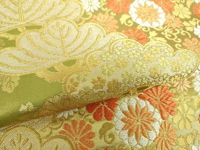 平和屋着物●西陣　川島織物　六通柄　本袋帯　吉祥花松文　金糸　正絹　逸品　DAAU5733ps 平和屋着物○西陣 川島織物 六通柄 本袋帯 吉祥花松文 金糸 正絹 逸品