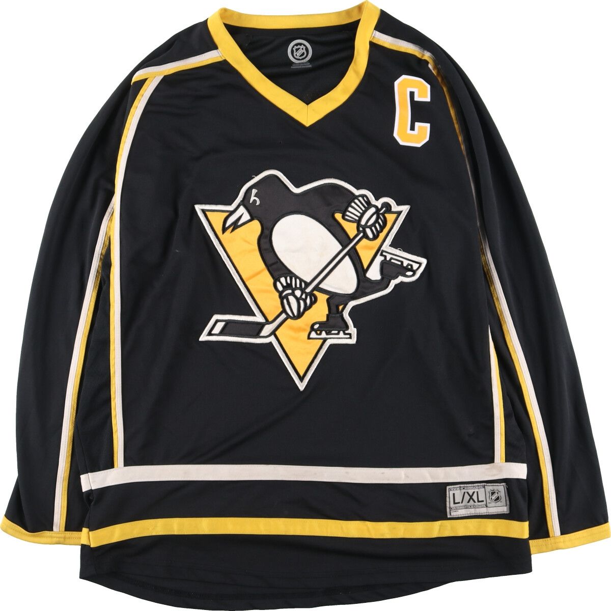 古着 NHL PITTSBURGH PENGUINS ピッツバーグペンギンズ Vネック メッシュ ゲームシャツ ホッケーシャツ メンズXL/eaa413318