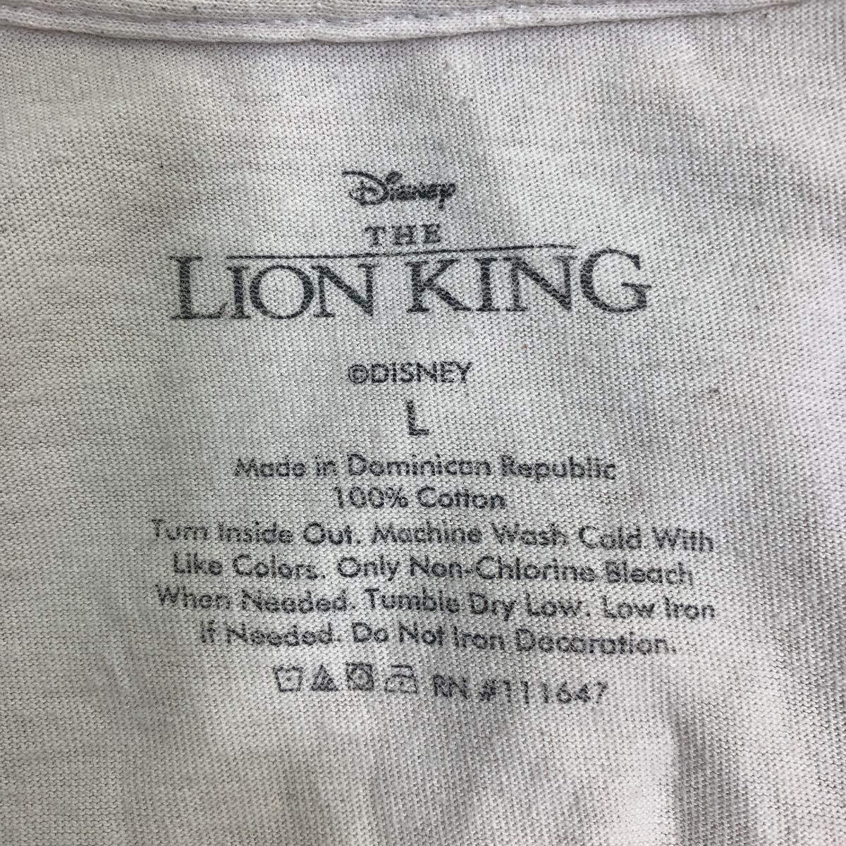 Disney LION KING 半袖 プリント Tシャツ L デズニー ライオンキング キャラクター ベージュ コットン 古着卸 アメリカ仕入 t2407-3820