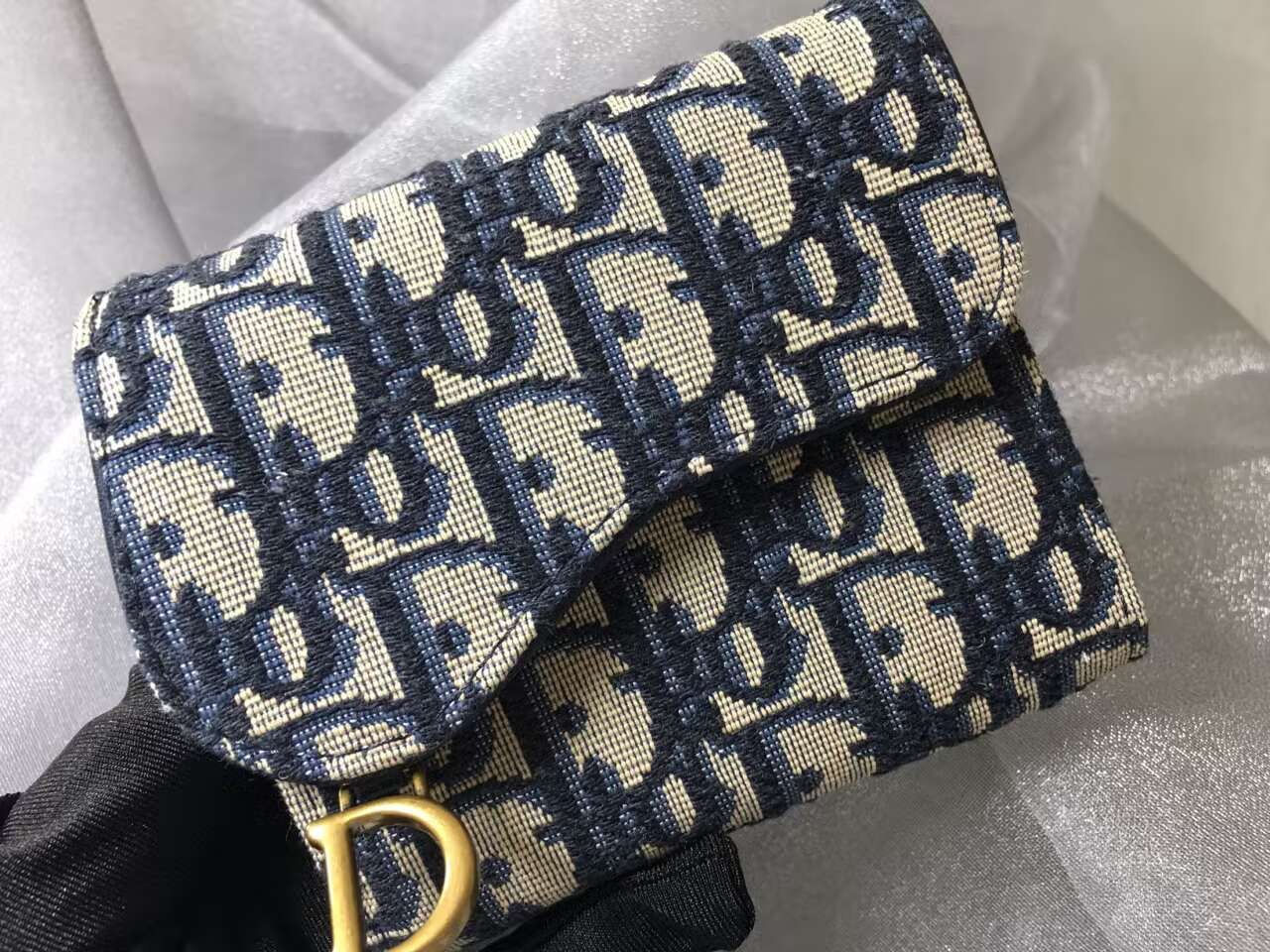 Christian Dior 三つ折り財布 サドル オブリーク ジャガード