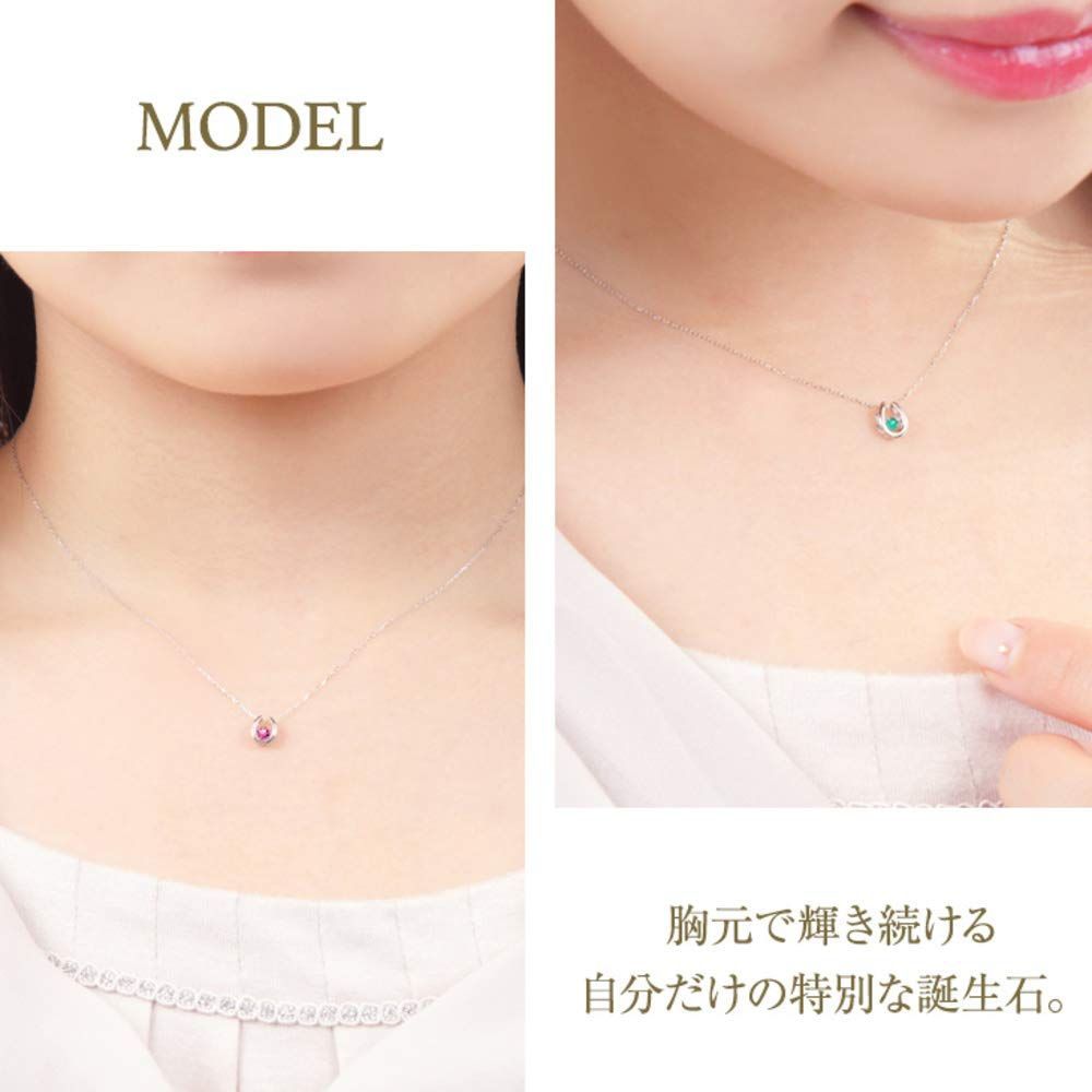 卍 ネックレス 12月 PLUSTER K10 馬蹄 誕生石 タンザイナイト ダンシングストーン 0.02ct ホワイトゴールド レディース ギフトボックスセット