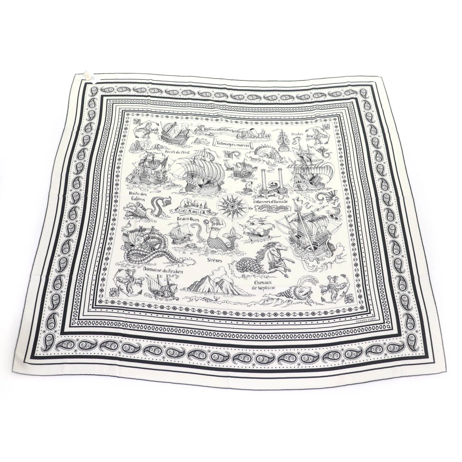 新品未使用　HERMES エルメス　カシシル　カシミヤシルク　船乗りのタトゥー 新品 エルメス 船乗りのタトゥー カシシル カレジェアン カシミヤ