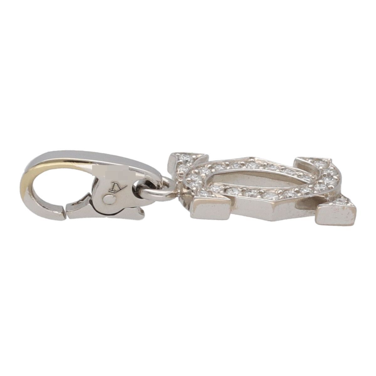中古】 Cartier カルティエ C ドゥ チャーム K18 WG 2C ダイヤ 