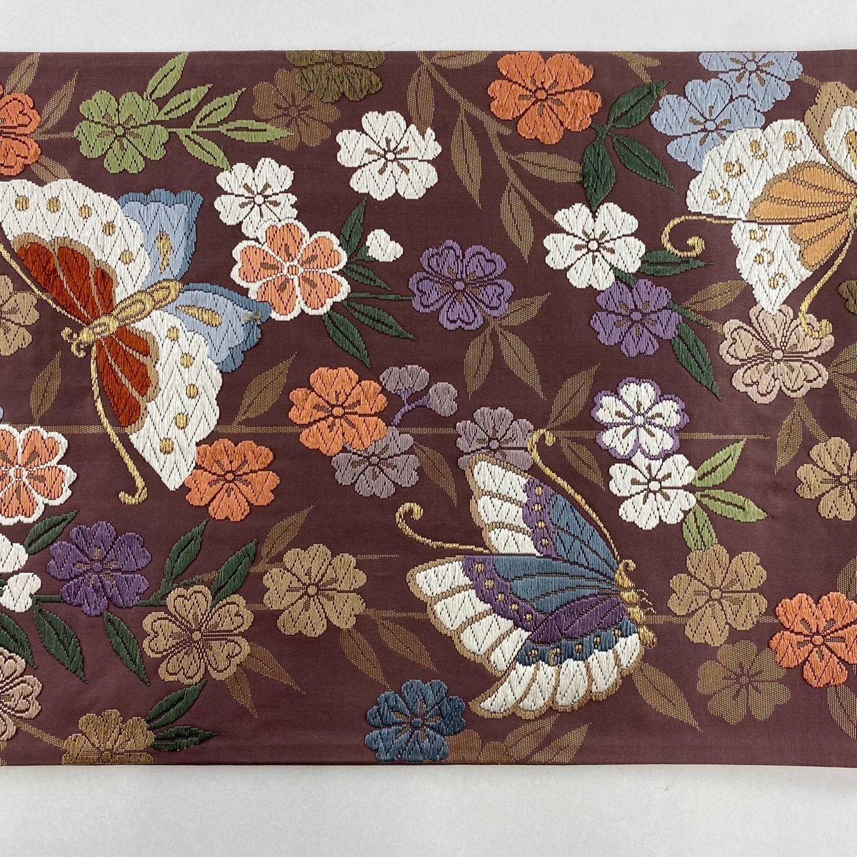 袋帯 秀品 蝶 桜 唐織 箔 灰紫 六通 正絹 【中古】 - メルカリ