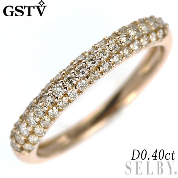 GSTV K18PG ダイヤモンド リング 0.40ct パヴェ