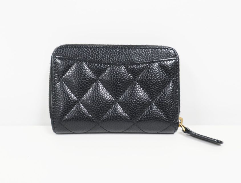 シャネル CHANEL ココマーク マトラッセ キャビアスキン ブラック レザー ゴールド コインケース レディース 財布