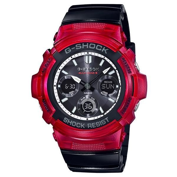 カシオCASIO G-SHOCK Gショック ジーショック 電波 タフソーラー デジタル 腕時計 ブラック レッド ホワイトAWG-M100SRB-4AJF【国内正規品】