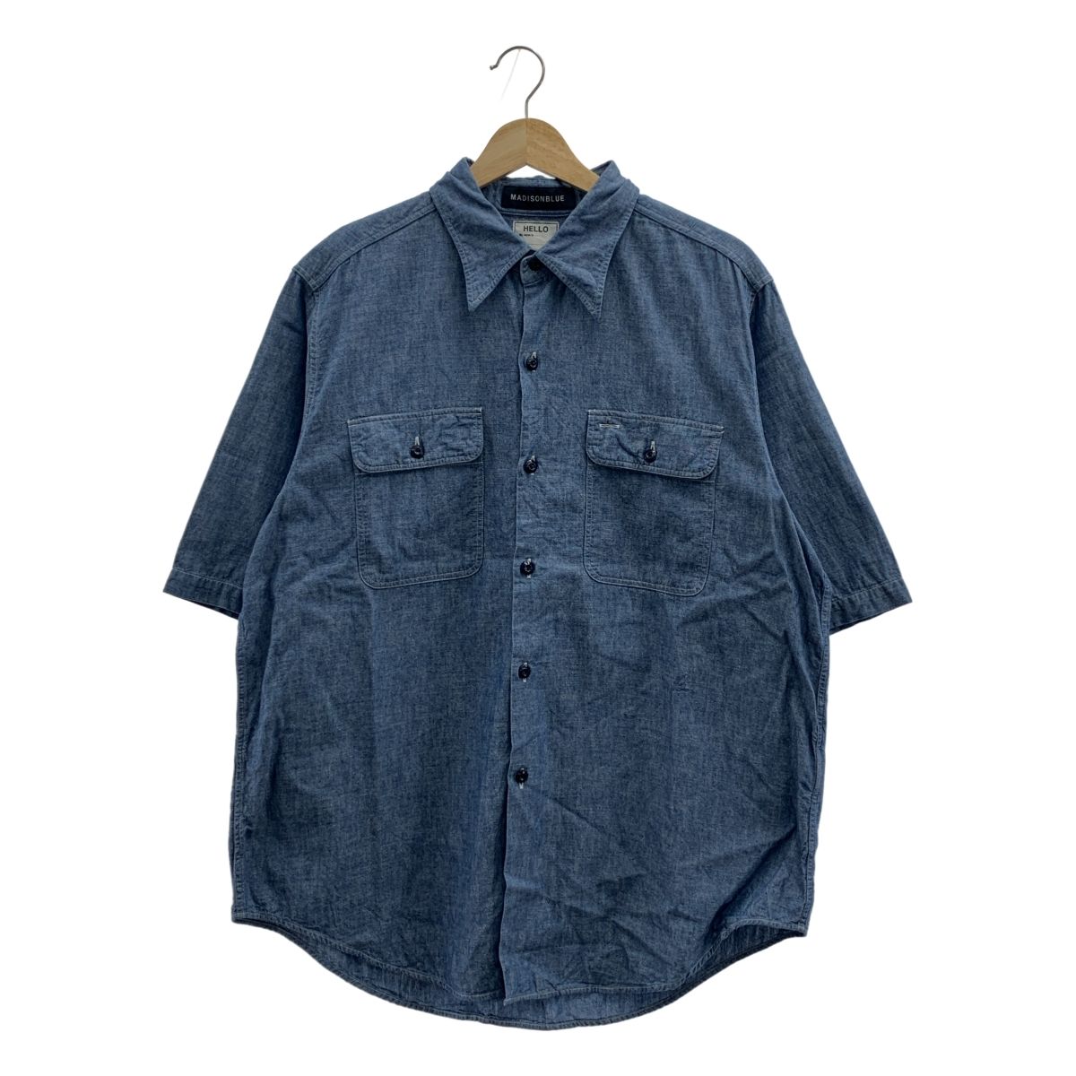 MADISON BLUE | マディソンブルー | × Ron Herman | ロンハーマン HAMPTON Short Sleeve Shirt | ハンプトン ロゴ オーバー シャツ ブラウス | 02 M | インディゴブルー | メンズ