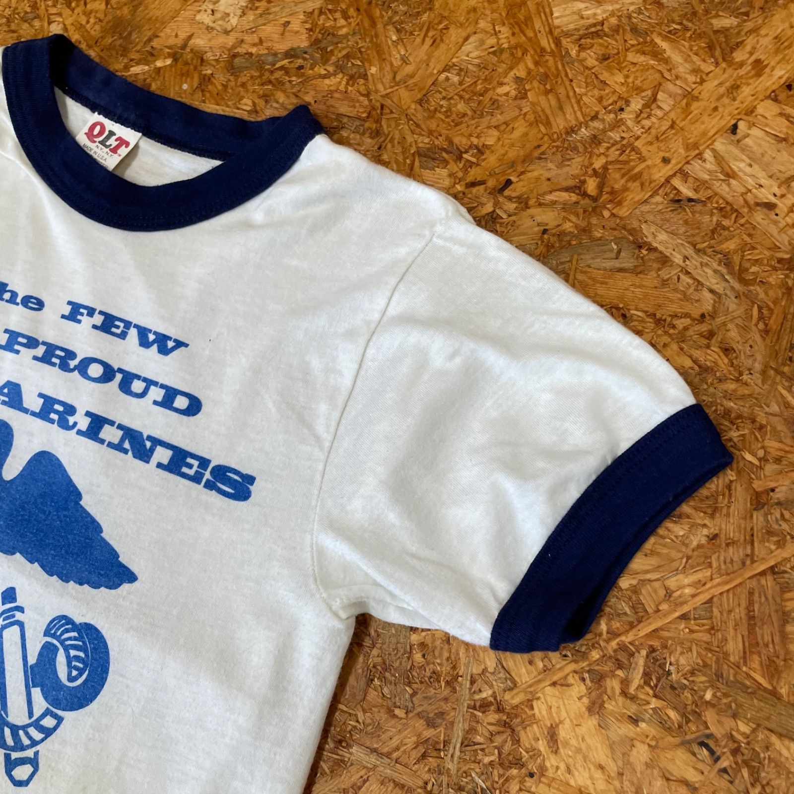 80s USA製 QLT リンガーTシャツ S 半袖 80年代 US古着 アメリカ 
